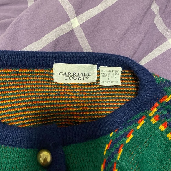 Green Vintage Cardigan with golden buttons - Picture 2 of 2